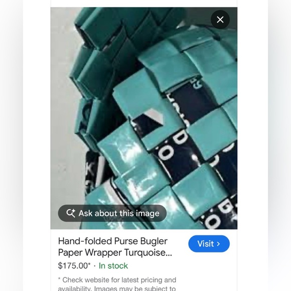Hand-folded Purse Clutch Bugler Paper Wrapper Turquoise